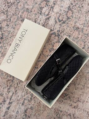 Tony Bianco Black Mesh MIA Mary-Jane Flats
